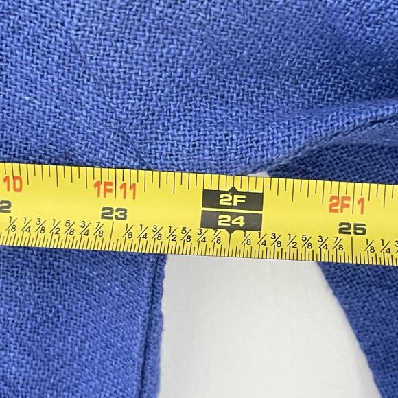 Oversized Blue Cotton Button Down Shirt Boxy Fit Textured Gauze Lagenlook M - Picture 7 of 8